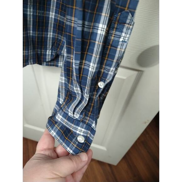 Timberland Men's L Collared Button Shirt Blue Plaid Long Sleeve preppy academia - Picture 5 of 7